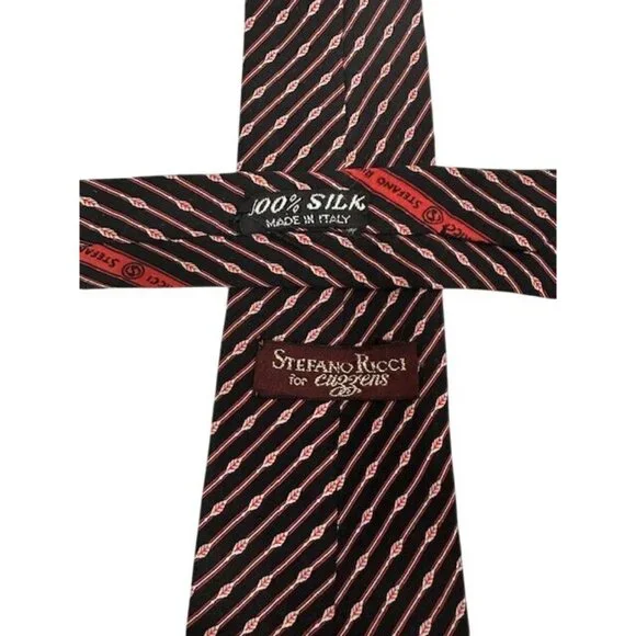 Stefano Ricci Italian Rep Tie arrow diagonal pattern red black white 100% Silk - Picture 3 of 6